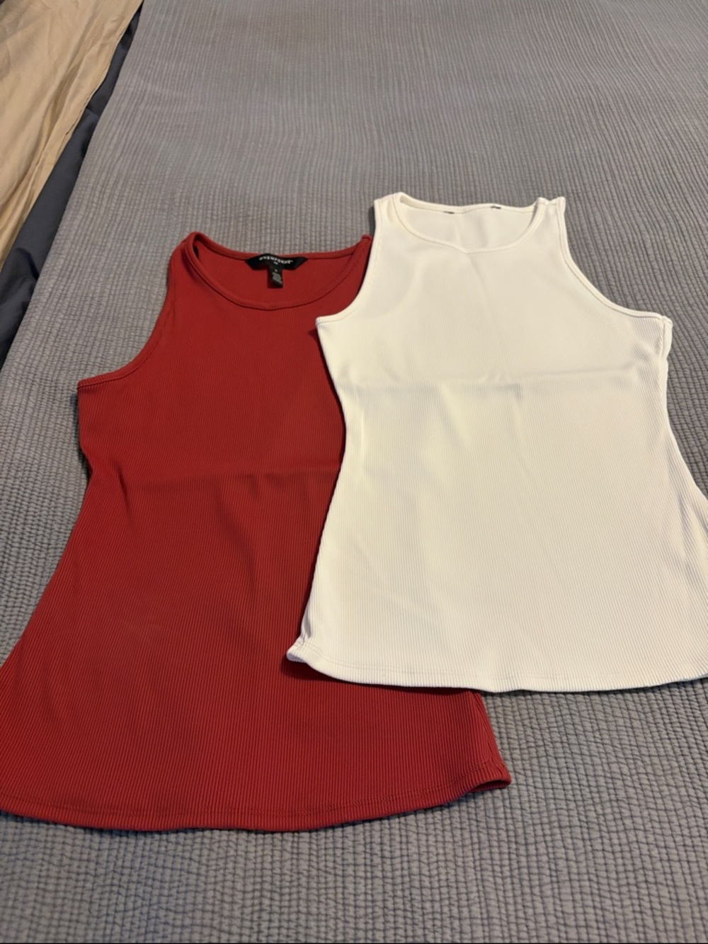 White House Black Market Ribbed Tank Tops in Red and White - Pack